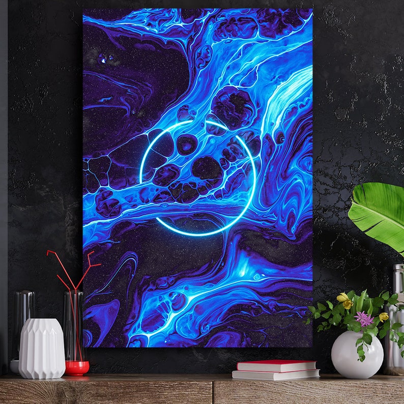 Plexi Glass Wall Art by V1tech artist Geoglyser Neon Blue Etsy