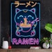 Plexi Glass Wall Art -By V1Tech -Artist Donnie Art -Retro Neon Ramen Neko