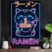 Plexi Glass Wall Art -By V1Tech -Artist Donnie Art -Retro Neon Ramen Neko 