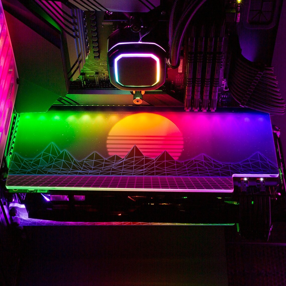 Custom RGB GPU Backplate Synthwave Sunset Etsy