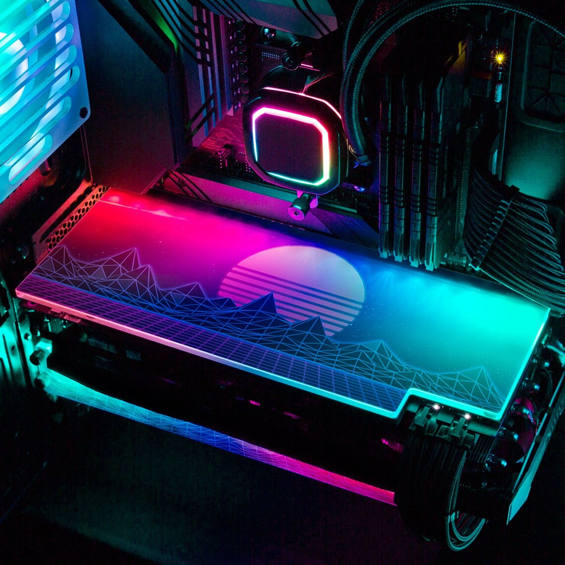 Custom RGB GPU Backplate Synthwave Sunset Etsy