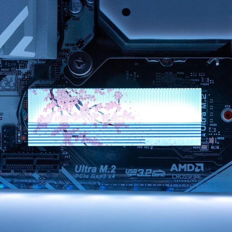 Sakura M.2 Heatsink Cover with ARGB Lighting Designed by Artist: V1Tech 