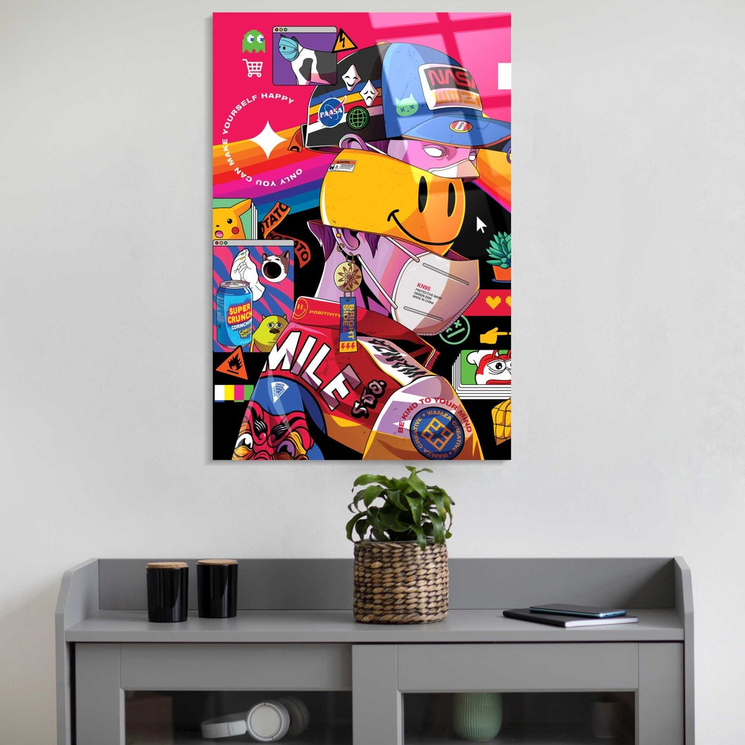 V1tech Acrylic Wall Art Cyberpunk Digital Vibrant Shatter Resistant