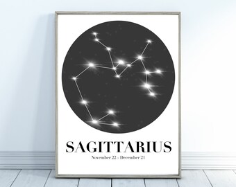 Sagittarius Constellation | Sagittarius Zodiac | Sagittarius Astrology Poster | Digital Download