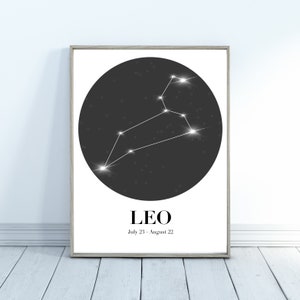 Sternbild Löwe | Sternzeichen Löwe | Löwe Astrologie Poster | Digitaler Download