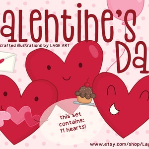 Valentines Day Clipart / Hearts Clipart Set / PNG / Love Illustration / Hearts Graphics / Digital Files / Personal Use / Commercial Use