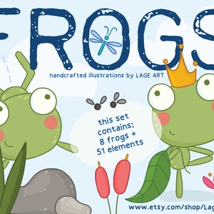 Frog Clipart / Frog Illustration / Insects Clipart /  Printable / Instant Download / Digital Download / Commercial Use