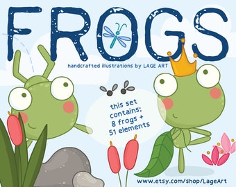 Frog Clipart / Frog Illustration / Insects Clipart /  Printable / Instant Download / Digital Download / Commercial Use