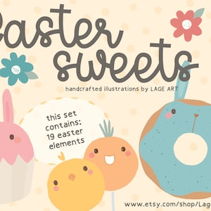 Cute Easter Sweets Clipart / Bunny / Chick / Carrot / Cakesicles / Cake Pops / Cupcakes / Donuts / Digital / Personal Use / Commercial Use