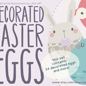Cute Easter Eggs Clipart Set/ Bunny / Chick / Lamb / Bee / Bear Spring Illustration / Egg Graphics / Digital / Personal Use / Commercial Use
