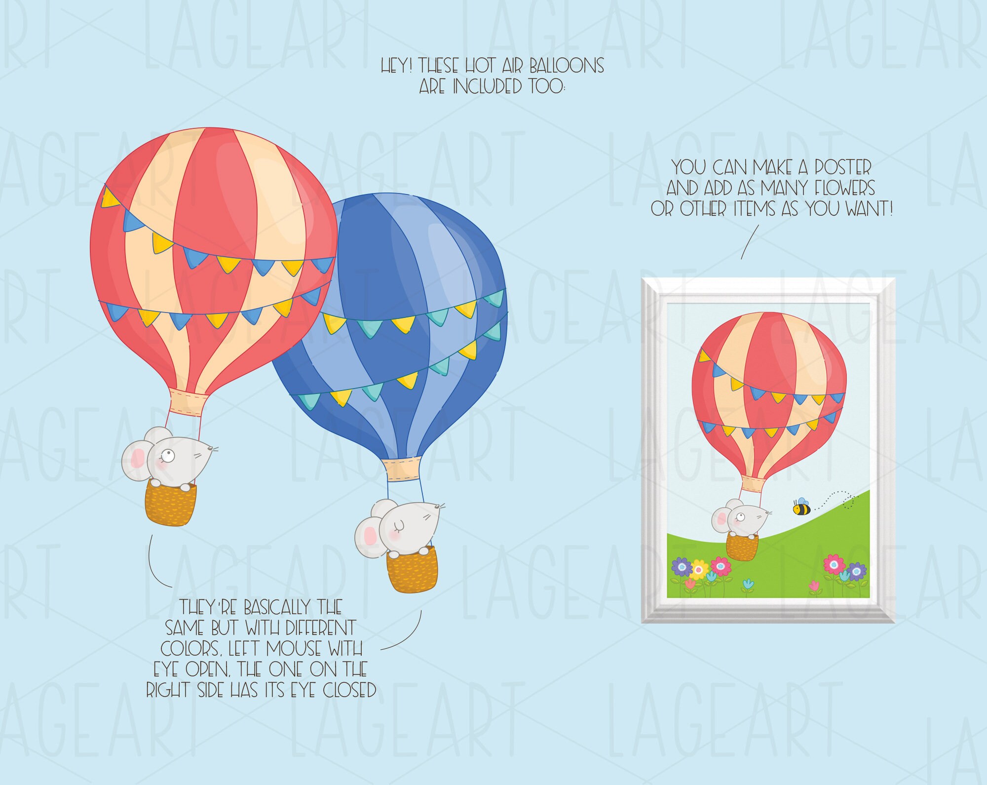 Spring Clipart Set / Mouse Clipart / Bouquet Clipart / Cute / Mouse ...