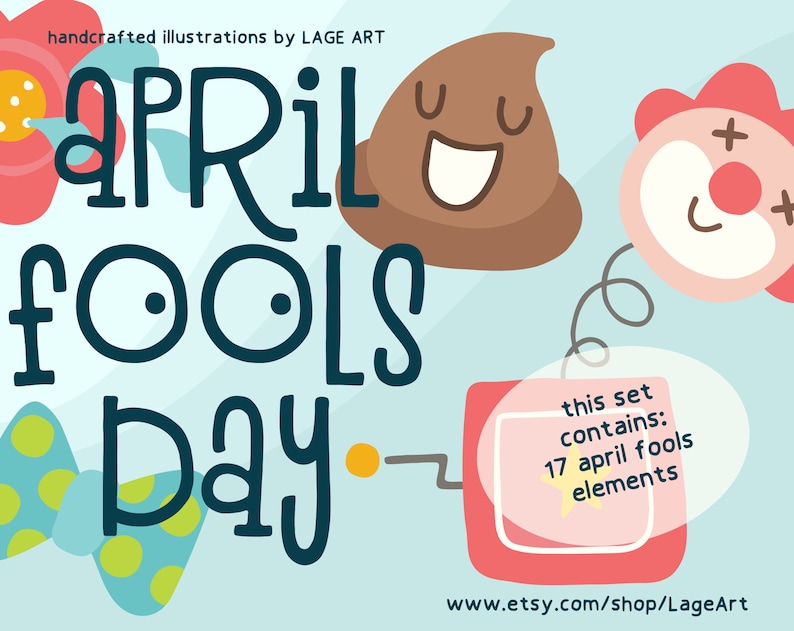 April Fools Clipart Set / Prank PNG / Poop Illustration / Surprise Box ...