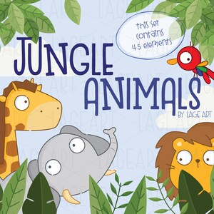 Jungle Animals Clipart / Crocodile Elephant Giraffe Gorilla Hippopotamus Lion Tiger Zebra Art / Create Jungle Themed Pillow Tote Room Decor