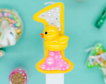 Rubber duck birthday / Duck birthday candle / Ducky birthday / Rubber duck theme / Rubber duck candle / 1st birthday candle / Candle 1