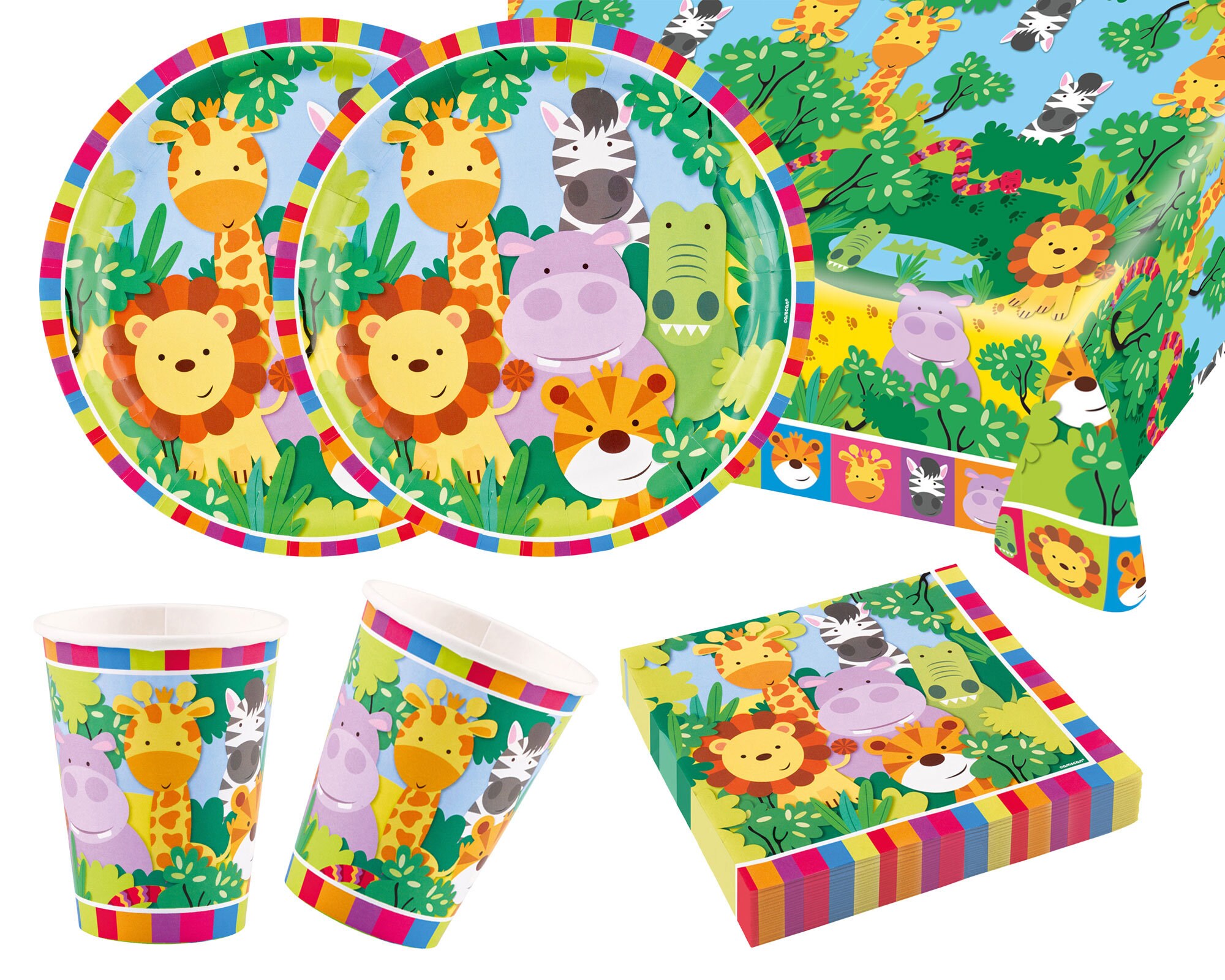 Zoo Safari Animals Jungle Party Supplies Paper Plates Cups Etsy Canada