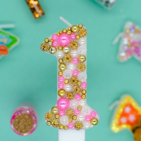 Pink Gold Birthday Candle / Birthday Candle Pink Gold / Pink Etsy