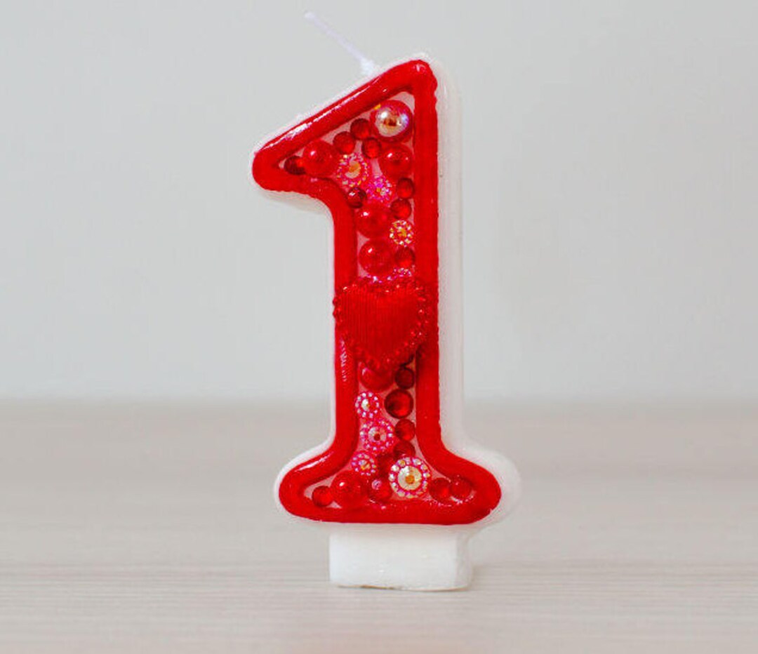 Red Girls 1 Birthday Candle Party Decorations/ Heart Number - Etsy