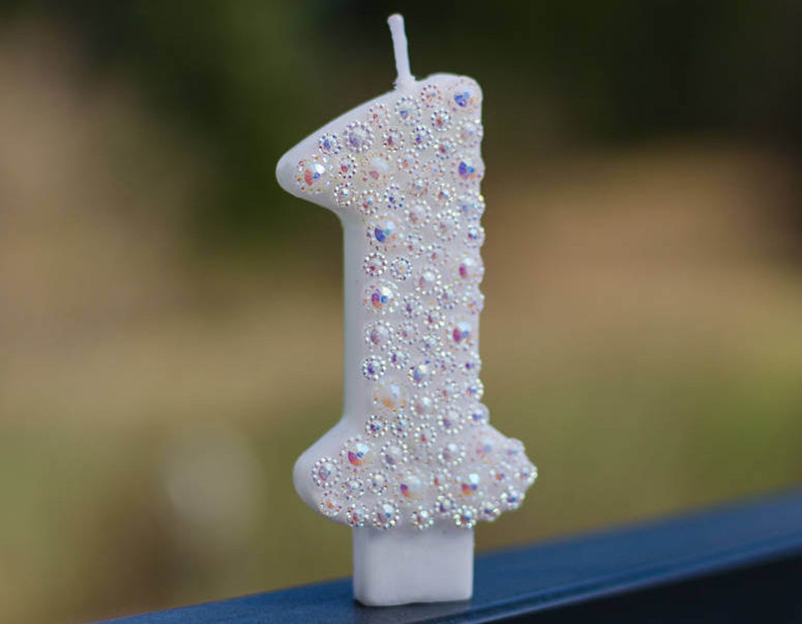 White 1 Candle / 1st Birthday Candle / 2nd Birthday Candle / Etsy
