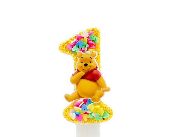 Winnie The Pooh Themed 1st Birthday Party Candle And Cake Etsy