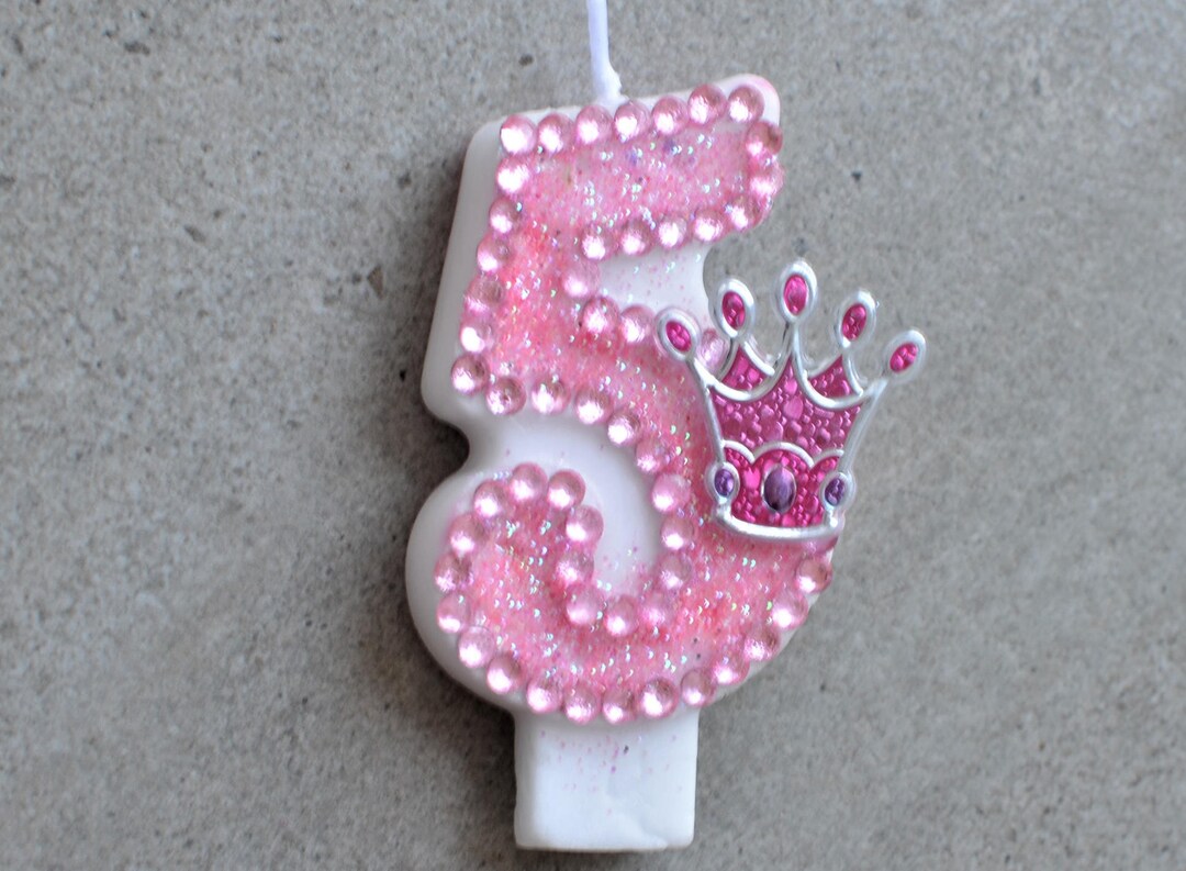 Pink Birthday Candle / Birthday Candle Pink / Pink Glitter Etsy