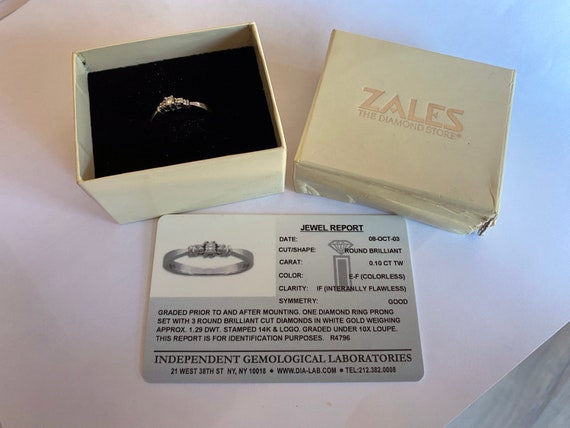 Vintage Unused 14k White Gold Zales Engagement Ri… - image 8