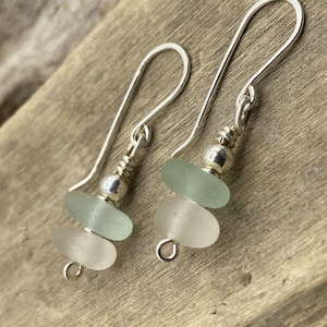 Beach Glass Earrings | Stacker Sterling Silver Beach Glass Earrings | Sea Glass | Sea Glass Earrings