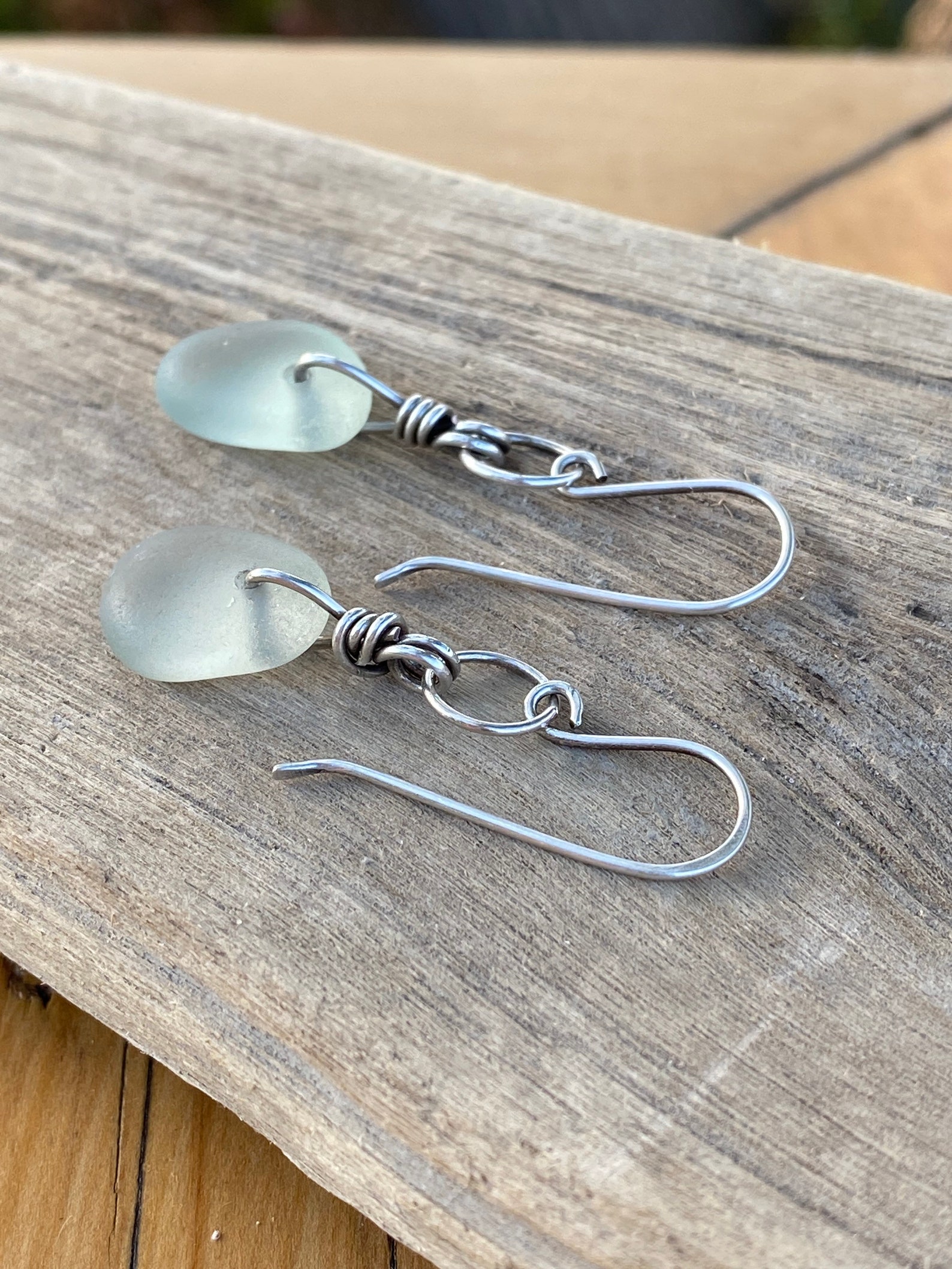 Beach Glass Earrings Sterling Silver Beach Glass Earrings Etsy