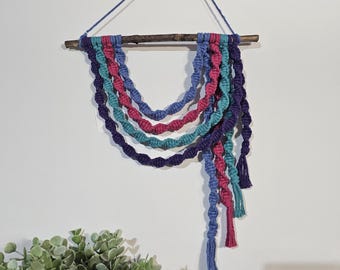 Rainbow macrame wall hanging art