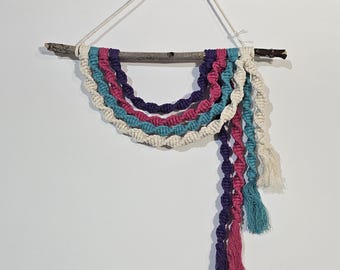 Rainbow macrame wall hanging art
