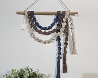 Blue and Brown macrame wall hanging art