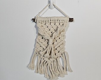 Mini cream macrame wall hanging art