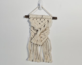 Mini cream macrame wall hanging art