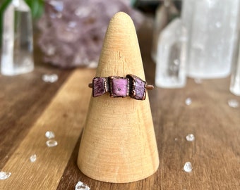 Size 9.5 Raw Ruby Crystal Copper Electroformed Ring