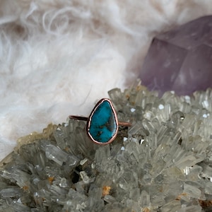 Size 7 Copper Electroformed Turquoise Ring / Turquoise Ring / Copper Electroformed Ring / Ring / Birthstone Ring / Electroform Jewelry