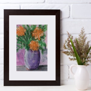 Floral Art Abstract Floral Acrylic Painting Abstract Original Art Modern Art Flower Artwork Acrylic Mixed Media Painting Matted
