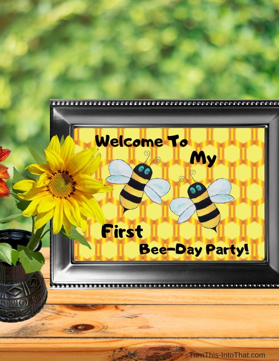 First Birthday Sign 8 X 10 Bee Birthday Party Decorations Etsy