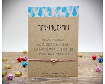 Thinking Of You Friendship Bracelet, Sympathy Card, Bereavement Condolence Card, Get Well Wish Bracelet