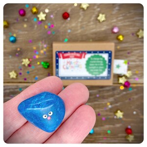 Christmas Pocket Hug, Kids Crystal, Worry Pet, Anxiety Crystal Gift, Blue Howlite Tumblestone Pet, Blue Healing Crystal, Care Letterbox Gift
