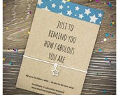 Fabulous Friend Card, Best Friend Wish Bracelet, Friendship Gift, Inspirational Wish Bracelet, Thinking Of You Gift, Friend Charm