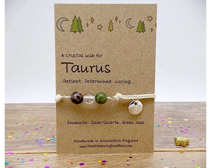 Taurus Zodiac Crystal Bracelet, Horoscope Gift, Astrology Birthstone Anklet, Personalised Star Sign Gift