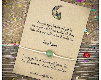 Aventurine Wish Bracelet, Luck Good Fortune Friendship Gift, Green Crystal Gemstone Jewellery, Protection Soothing Stone