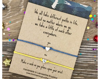 Leaving Friendship Bracelet, School Friend Gift, Colleague Card, Farewell Wish Bracelet, Goodbye Cord Bracelet