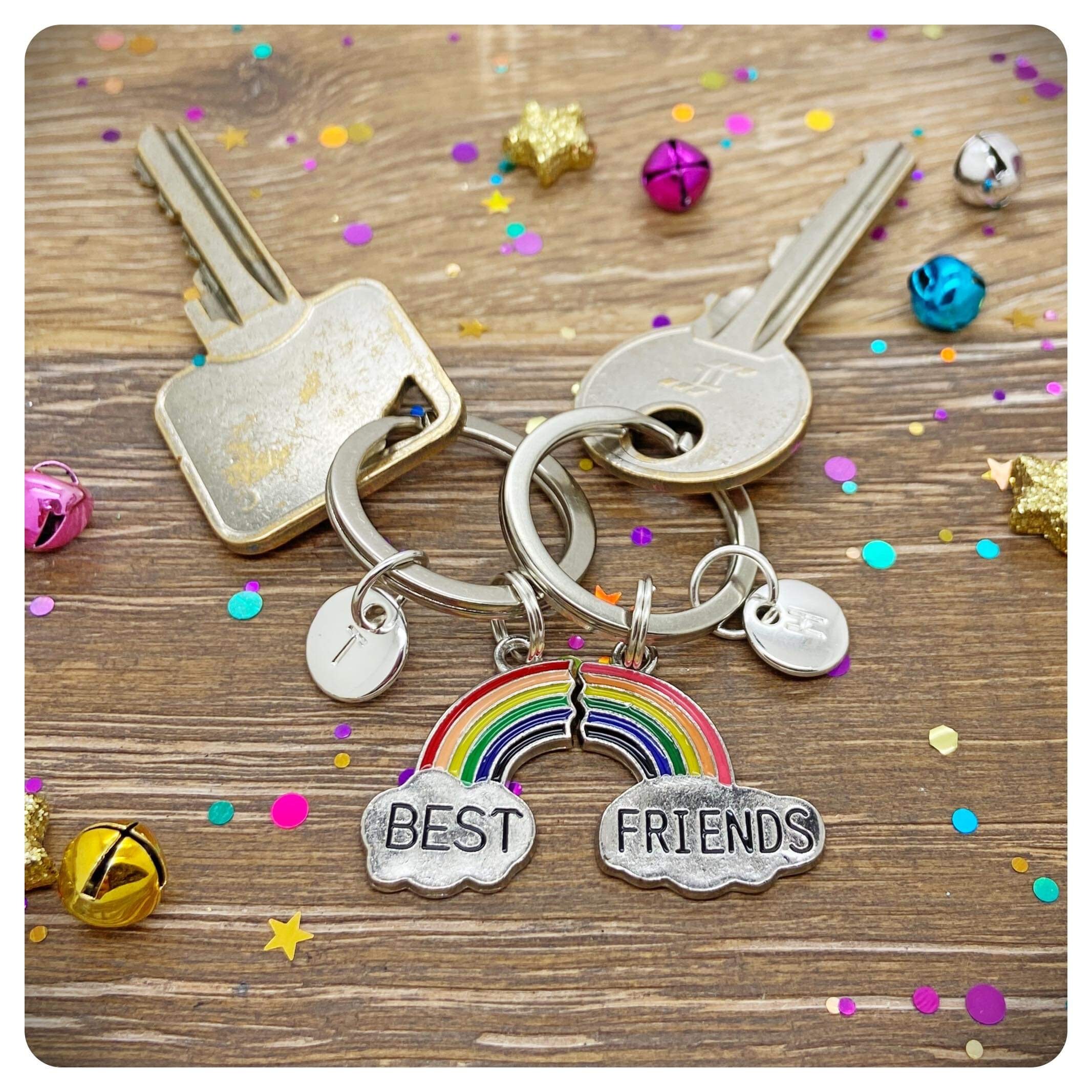 Best Friends Forever Double Keychain, One for You One for Me Rainbow ...