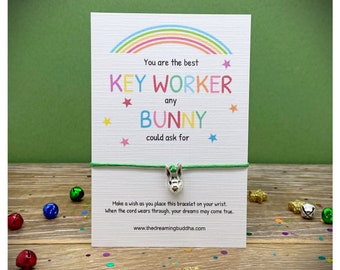 You Are The Best Keyworker Gift, Nursery Kindergarten Playgroup Teacher Wish Bracelet, Wishlet For Nursery School Worker