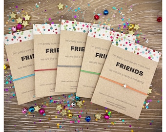 5 x Friendship Bracelets, End OF Term Gifts,  Friends Wish Bracelets,  Gifts For Friends, Bulk Friends Cards,