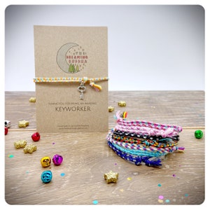 Keyworker Gift, Nursery Thank You, Play Group Teacher Bracelet, Keyworker Card, Personalised Braided Bracelet