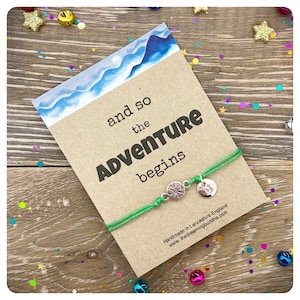 Travel Friendship Bracelet, Adventure Wish Bracelet, Travel Gift Card, Friend leaving Gift, Graduation Wish Bracelet, Travelling Gift