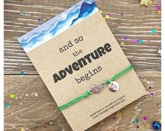 Travel Friendship Bracelet, Adventure Wish Bracelet, Travel Gift Card, Friend leaving Gift, Graduation Wish Bracelet, Travelling Gift
