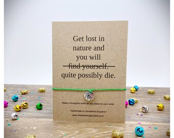 Funny Nature Wish Bracelet, Camping Lover Gift, Going Away Card, Trail Gift Item, Adventure Wish Bracelet