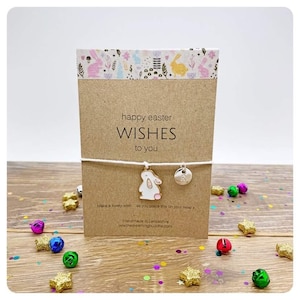 Happy Easter Wish Bracelet, Easter Postal Gift, Personalised Easter Gift, Rabbit Cord Bracelet, Happy Easter Wishes To You